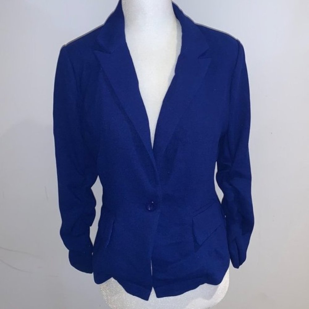 Mine Royal Blue Lightweight Single Breast Blazer Mod Sleeves Size Medium